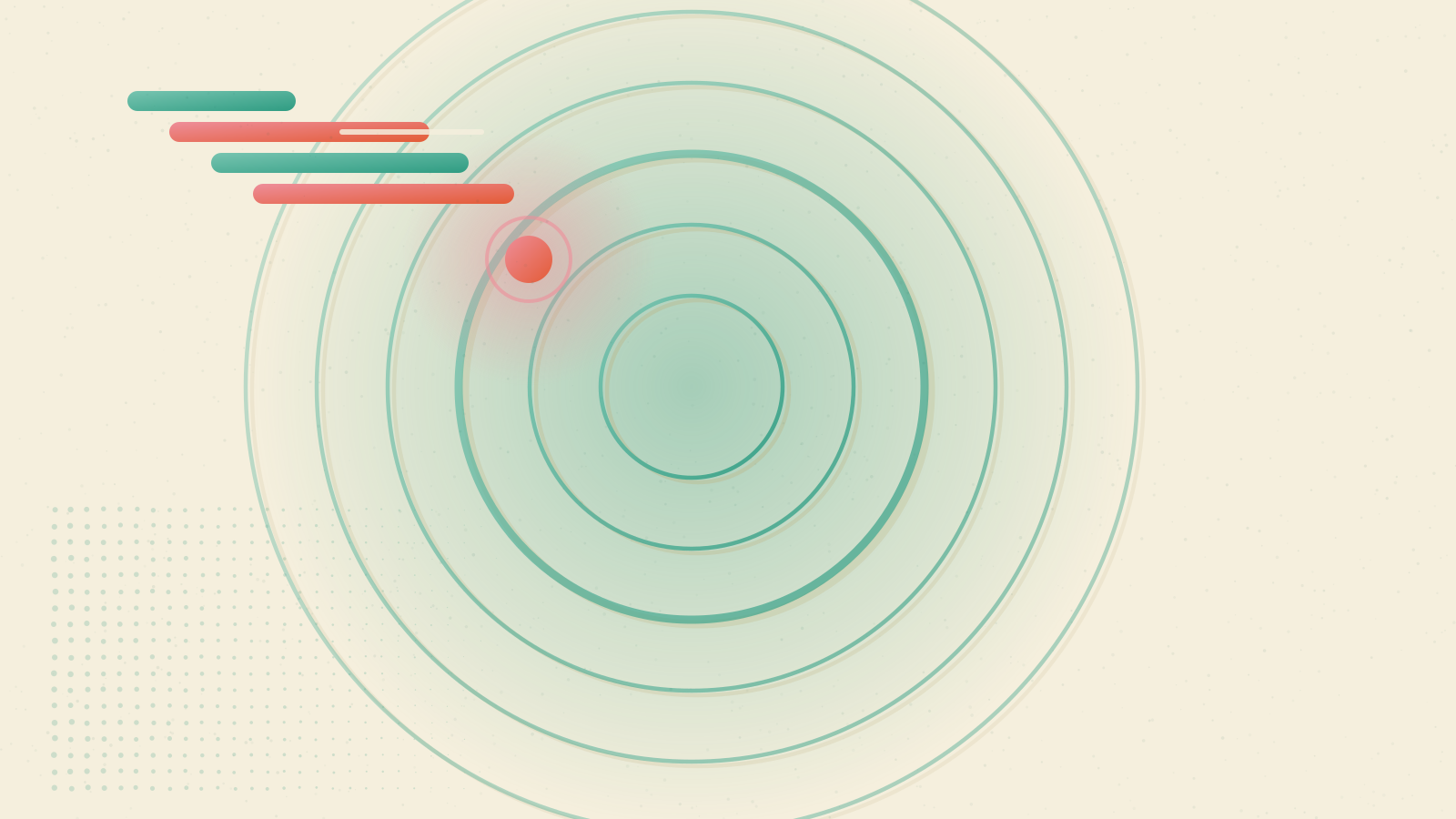Risograph print: a rose-coloured sprout unfurling inside a protective teal ring